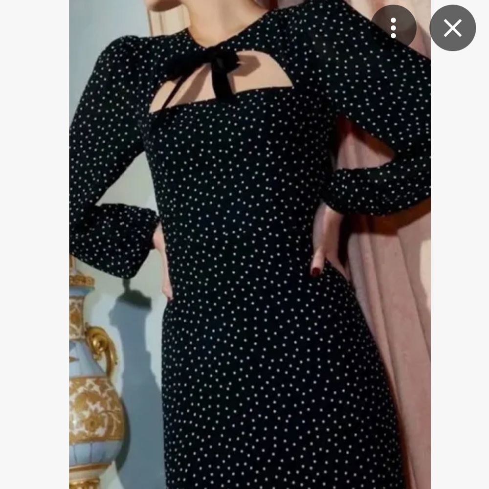 Reformation black and white polka dot mini dress